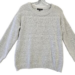 Tint Shadow Gray Sweater Stretch Soft Subtle Polka Dot Long Sleeves Women Size S